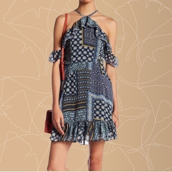 The Fifth Label Dresses & Skirts - The Fifth Label Navy and White Patchwork Mini Dress